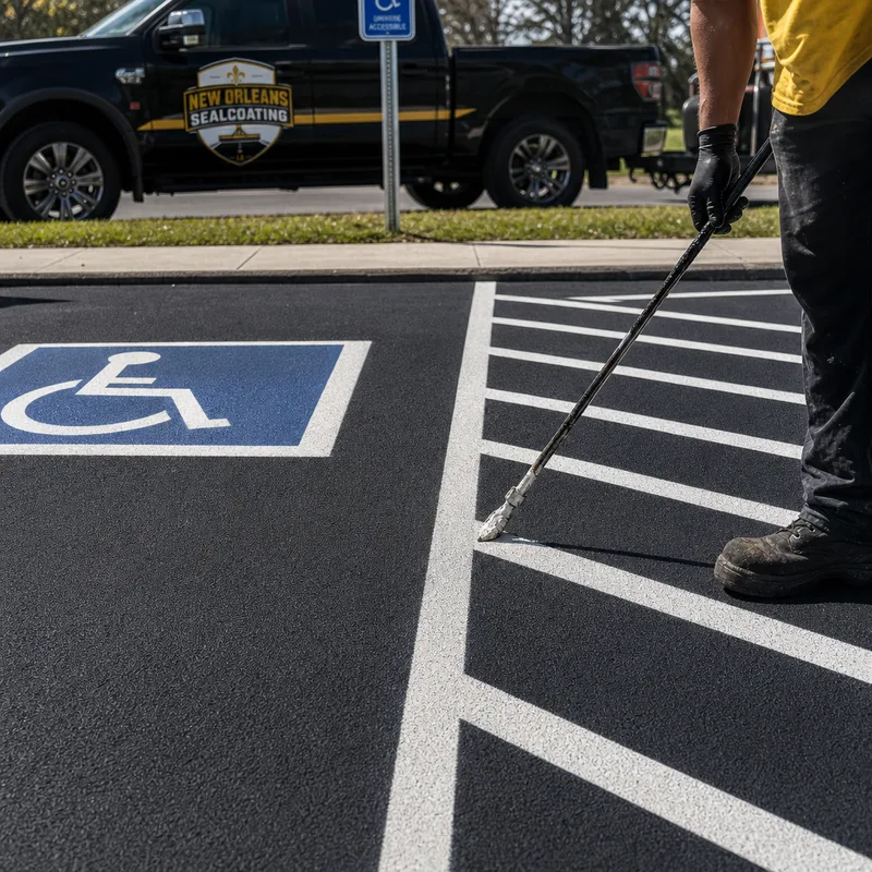 ADA accessible stall with blue field, wheelchair symbol, and striped access aisle